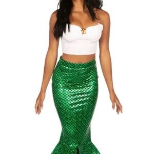 Tipsy Elves Shiny Green Maxi Skirt